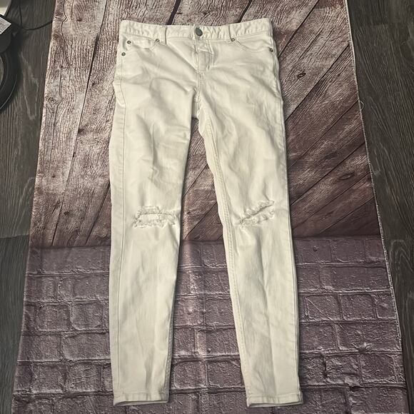 Free People White Skinny Denim Jeans Casual Size 27 Classic Boho Festival Costal - Picture 3 of 8